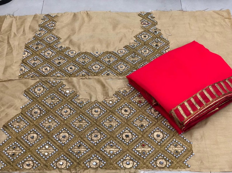 MANISH MALHOTRA DESIGNER Georgette Cocktail Saree Heavy Sequins Blouse work Wedding partywear Indian Stylish Saree