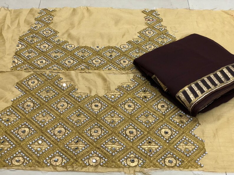 MANISH MALHOTRA DESIGNER Georgette Cocktail Saree Heavy Sequins Blouse work Wedding partywear Indian Stylish Saree