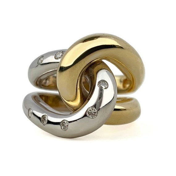 Modern Diamond knot Ring-Two Tone 14k