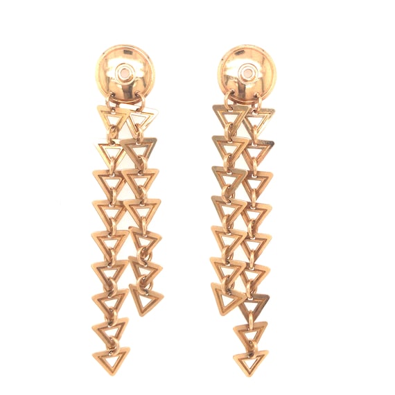 Vintage Triangle Dangle Earrings - Pierced- 14k