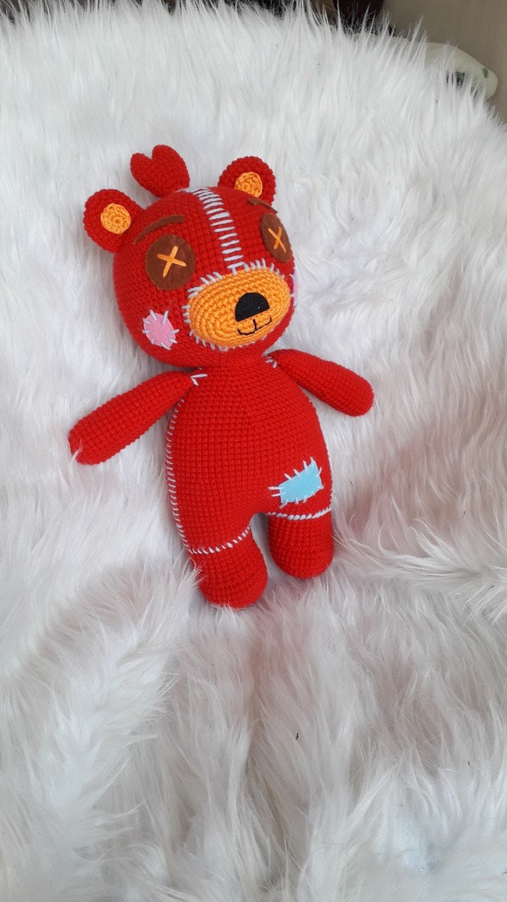 Red Teddy Bear Plush Red Teddy Bear Etsy