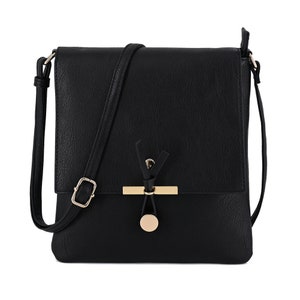 Gold Button Classic Style Medium Crossbody Bag