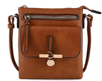 Gold Button Classic Style Small Crossbody Bag