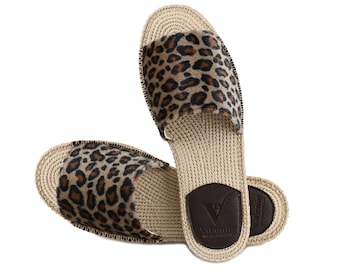Women's Indoor Outdoor Leopard Print Espadrille Sandals