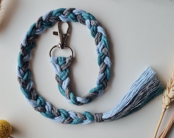 Braided Hobby Horse Reins: Blue & White Cotton Tack
