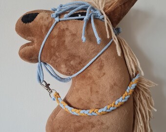 Macrame Hobby Horse Halter and Lead Rope Set: Light Blue Browband