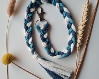 Handmade Braided Hobby Horse Reins: Blue & White Cotton Tack