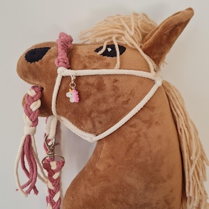 Hobby Horse Halter with Lead Rope - High Quality Leather - Perfect for Stick Horse - Gift for Horse Lovers - Unicorn Charm for Hobby Horse