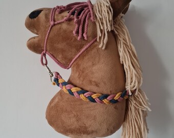 Handmade Hobby Horse Halter with Braided Lead Rope