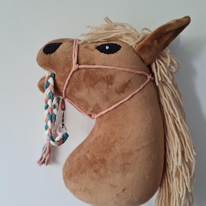 Macrame Halter for Hobby Horse with Braided Lead Rope – Pastel Toy Horse Bridle Set | Handmade Horse Tack for Kids Pretend Riding