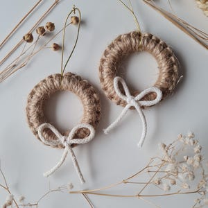 Set of 2 Macrame Christmas Ornaments – Handmade Holiday Decor, Boho Tree Decorations, Macrame Gifts, Rustic Xmas Ornaments, Gift for Her
