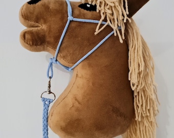 Macrame Hobby Horse Halter and Lead Rope Set: Light Blue Toy Accessory