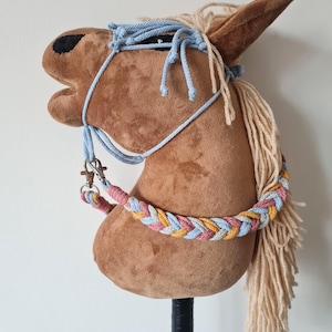 Macrame Hobby Horse Halter & Reins Set: Light Blue Toy Accessories