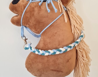 Hobby Horse Halter and Lead Rope Set: Light Blue Macrame Browband