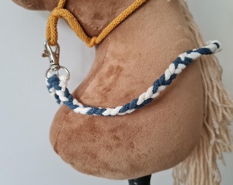 Handmade Braided Hobby Horse Reins: Blue & White Cotton Tack