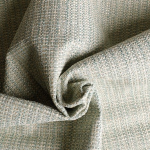 Designer Grey, light teal, Basket Weave Crypton Coated Upholstery Fabric by the Yard, home decor, upholstery project, chair, sofa, pillow