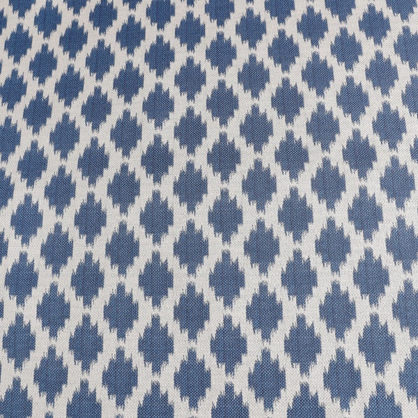 Blue and White Geometric Diamonds Upholstery Fabric by the yard - For home decor, upholstery projects, chairs, pillows, sofas, & furnishing