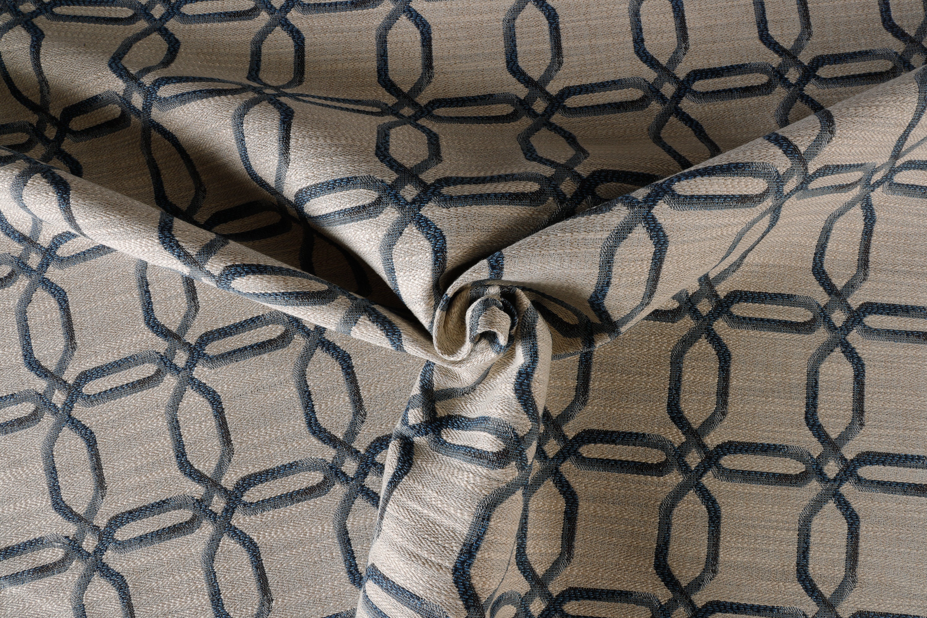 Interlocking Octogons Interlocking Blue Octogons Patterned Upholstery Fabric by the Yard-for ...