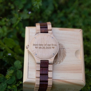 personalized wood watch for Dad, wooden watch, 5th year anniversary gift for him, engraved wood watch for him, groomsmen gift, gift for dad image 5