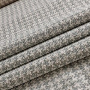 Grey and White Houndstooth Pattern Upholstery Fabric by the yard - For home decor, upholstery projects, chairs, sofas, pillows, & furnishing