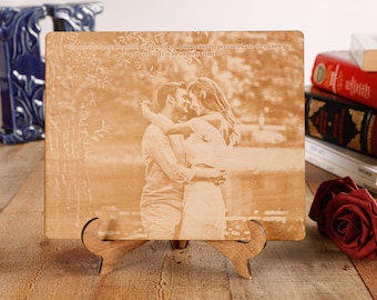 Beloved Engraved Wood Photo, engraved photo on wood, 5th year anniversary gift, photo on wood, custom wood photo, personalized photo gift