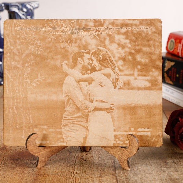 Beloved Engraved Wood Photo, engraved photo on wood, 5th year anniversary gift, photo on wood, custom wood photo, personalized photo gift