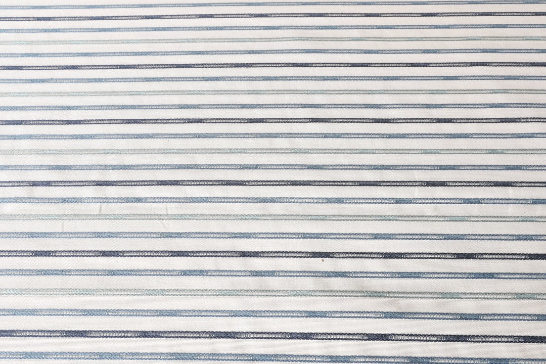 Navy, Light Blue, and Grey Striped Upholstery Fabric by the Yardfor