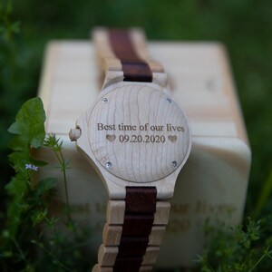 personalized wood watch for Dad, wooden watch, 5th year anniversary gift for him, engraved wood watch for him, groomsmen gift, gift for dad image 2