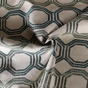 Geometric Teal & Green Upholstery Fabric - Heavy Duty 56&quot; Wide