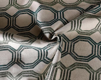 Geometric Teal & Green Upholstery Fabric - Heavy Duty 56" Wide