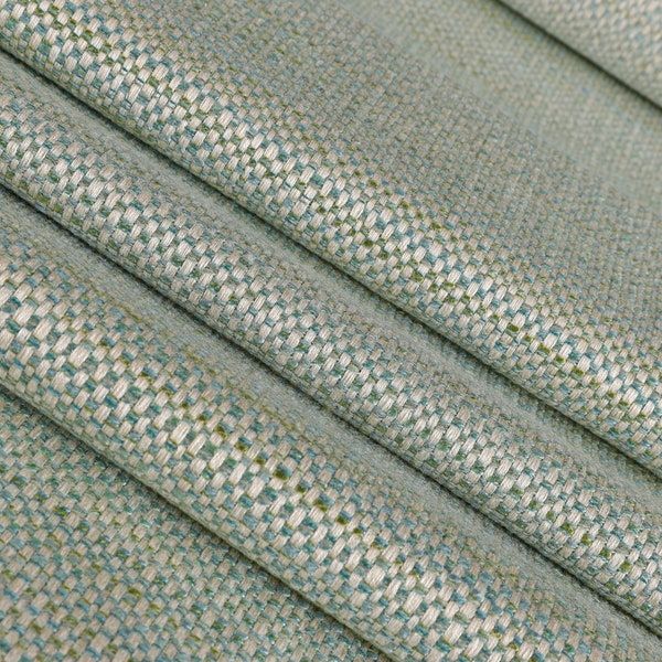 Spring Green and Blue Basket Woven Upholstery Fabric by the yard - For home decor, upholstery projects, chairs, pillows, & furnishing