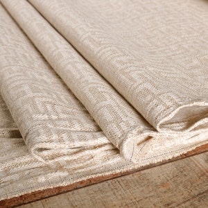 Beige Maze-like Patterned Woven Upholstery Fabric by the yard - For home decor, upholstery projects, chairs, sofas, pillows, & furnishing