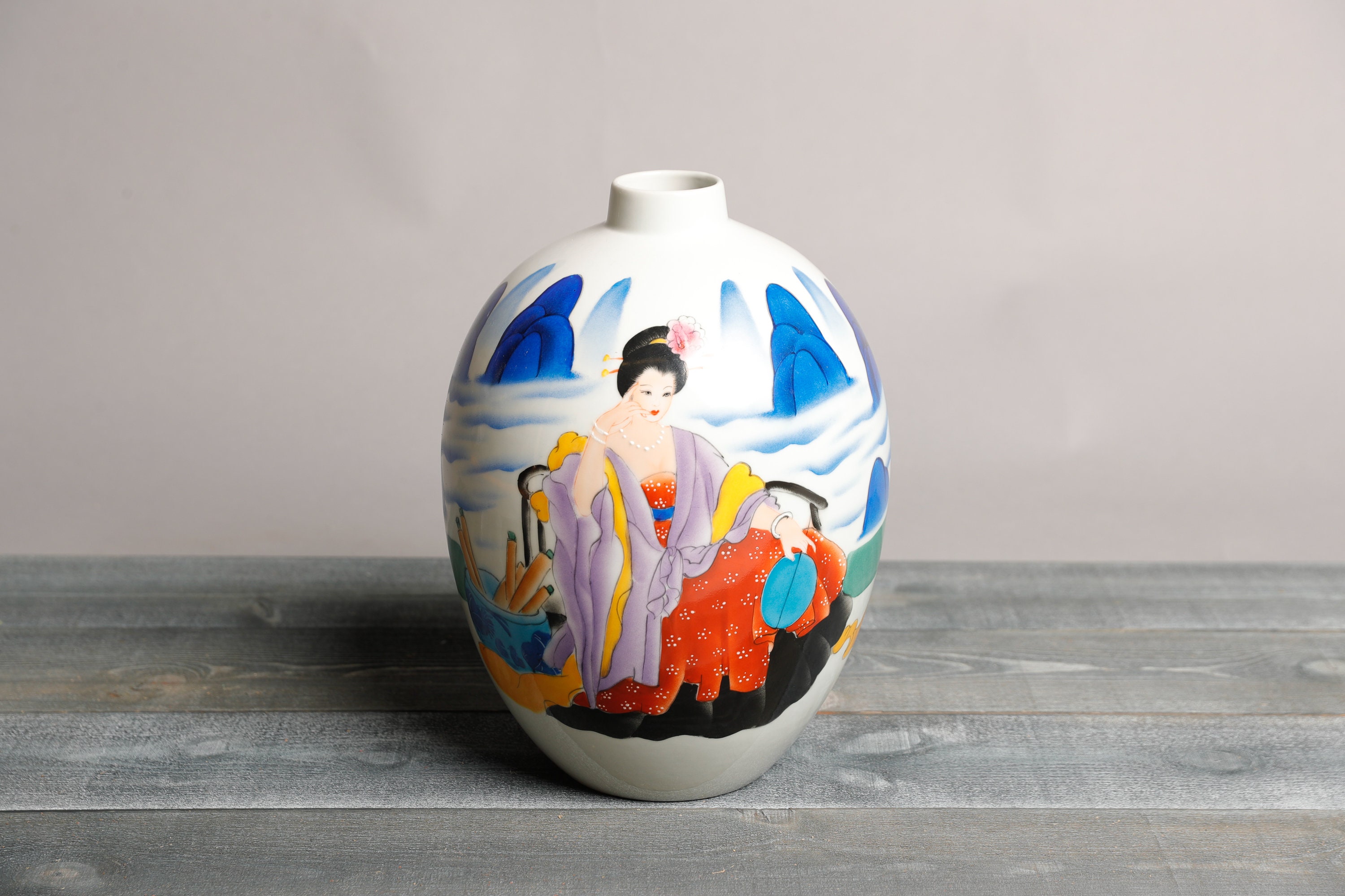 Ceramic Table Vase Living Room Vintage Chinese White Flower Vase Pot Plant  Mini Objet Decoration Salon