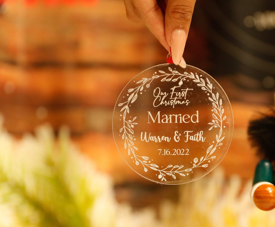 thumbnail image 2 of First Christmas Together Ornament • Clear Acrylic Ornament • Newlywed 2 of 14