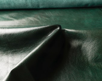 Premium Italian Full grain Semi Aniline Cowhide leather sheets, Marsh green leather for bag, jewelry, earring, wallet, book journal binding,