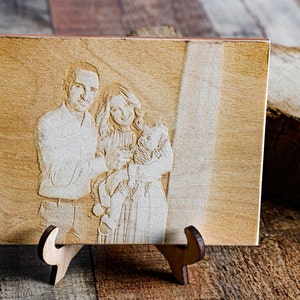 Beloved Engraved Wood Photo, engraved photo on wood, 5th year anniversary gift, photo on wood, custom wood photo, personalized photo gift