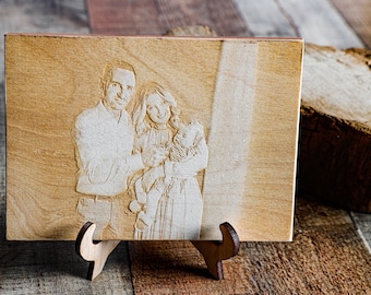 Beloved Engraved Wood Photo, engraved photo on wood, 5th year anniversary gift, photo on wood, custom wood photo, personalized photo gift