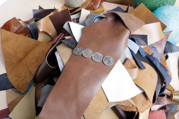 Premium Full Grain Italian Cowhide Leather Scraps upholstery --- Medium & Large Size Pieces 3"x6" or larger