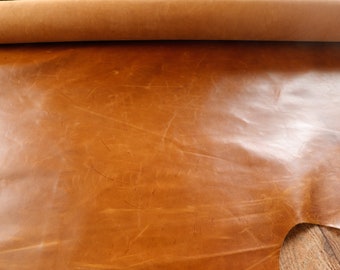 Premium Full grain Pure Aniline pull up Cowhide wheat brown leather sheets, aniline leather for bag, jewelry, earring, wallet, book binding