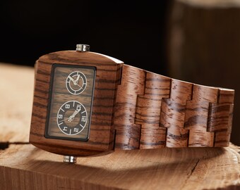 engraved wood watch for 5th anniversary, 5th Anniversary for Husband, Wedding Gift for Groom or Dad, Boyfriend Birthday, Corporate Gift