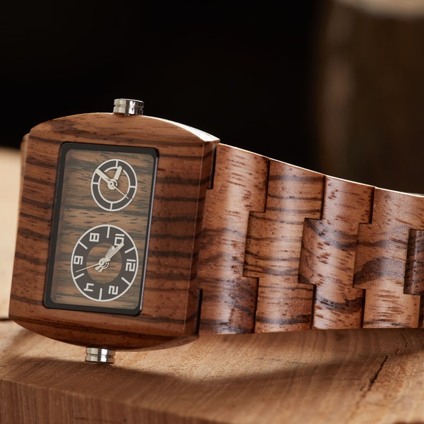 engraved wood watch for 5th anniversary, 5th Anniversary for Husband, Wedding Gift for Groom or Dad, Boyfriend Birthday, Corporate Gift