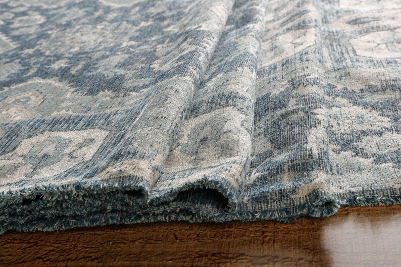 Blue and White Geometric Patterned Upholstery Fabric by the Yard-for ...