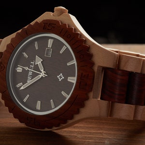 personalized wood watch for Dad, wooden watch, 5th year anniversary gift for him, engraved wood watch for him, groomsmen gift, gift for dad image 8