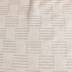 May include: A close-up of a beige fabric with a subtle, embossed pattern of horizontal lines forming squares. The fabric has a slightly textured surface.