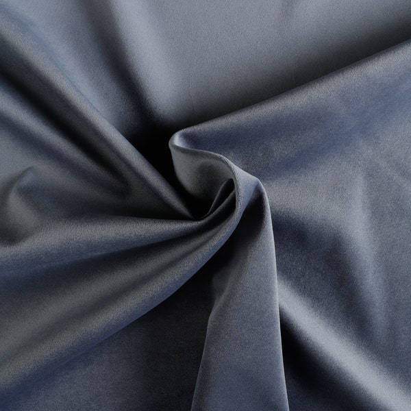 Plush Stone Blue Velour Upholstery Fabric by the yard-For home decor, upholstery projects, chairs, sofas, furnishing, & pillow