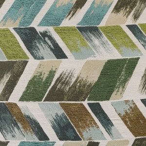 Green and Brown Chenille Zigzags Upholstery Fabric by the yard-For home decor, upholstery projects, chairs, sofas, furnishing, & pillows