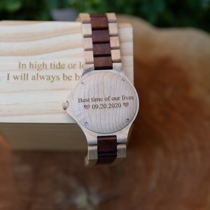 personalized wood watch for Dad, wooden watch, 5th year anniversary gift for him, engraved wood watch for him, groomsmen gift, gift for dad watch & box engraved