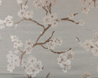 White Blossoms Designer Upholstery fabric by the yard-For home decor, upholstery projects, chairs, sofas, furnishing, & pillows