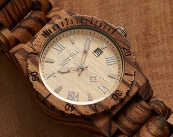 Engraved Wooden Watch for men, 5th Anniversary Gifts for him wood watch for dad, Personalized Wood Watch for him for son, groomsmen gift,