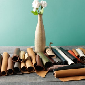Premium Full Grain Italian Cowhide Leather Scraps upholstery --- Medium & Large Size Pieces 4&quot;x10&quot; or larger